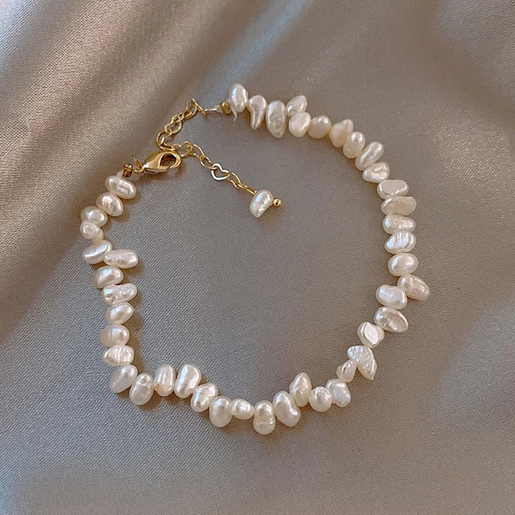 Bracelet Perles d'Eau Douce Élégant Réglable - 18K Doré