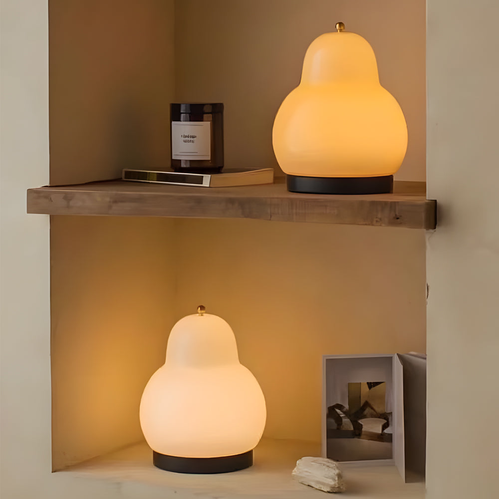 IonGleam - Pear-Shaped Glass LED Table Lamp with USB Dimmer