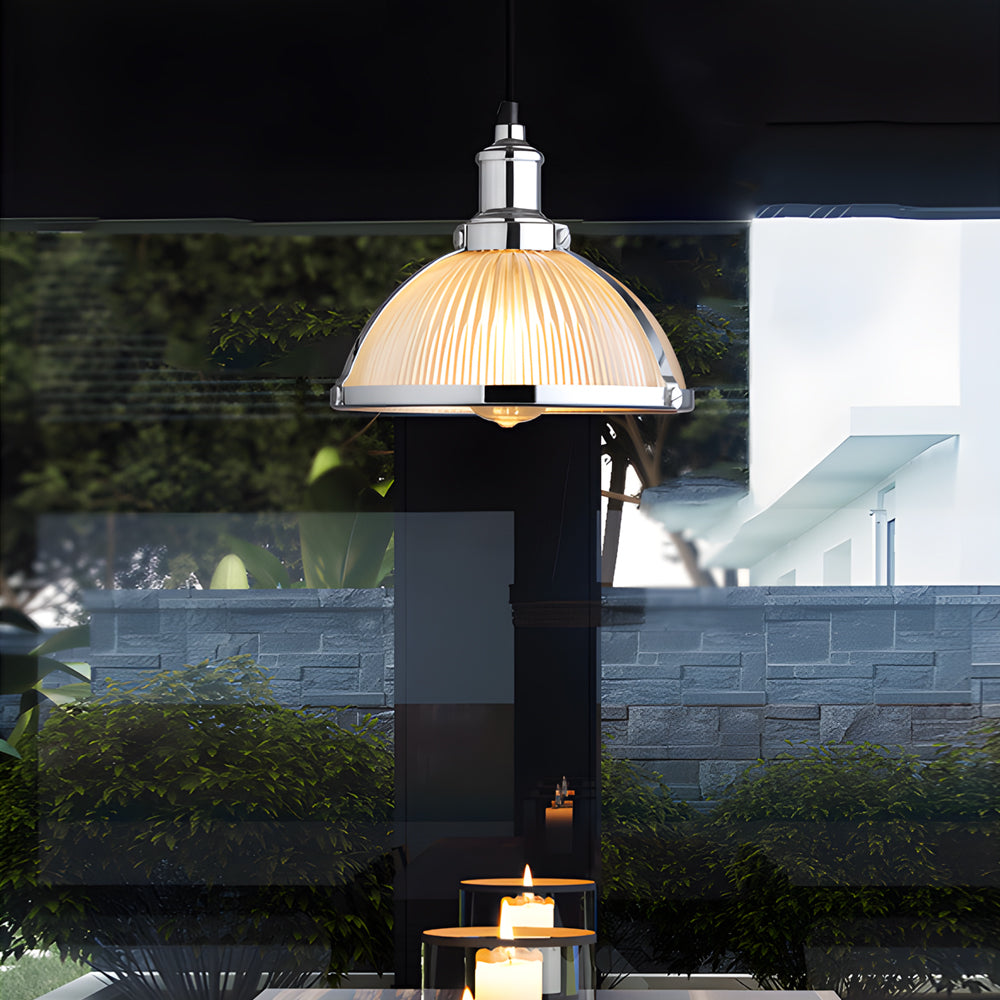 GlimmerLux Chandelier - Retro Ribbed Glass Chandelier for Dining Rooms