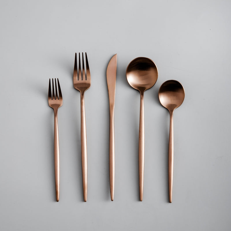 CarvonSteel - Minimalist Flatware Set in Stainless Steel with Titanium Finish