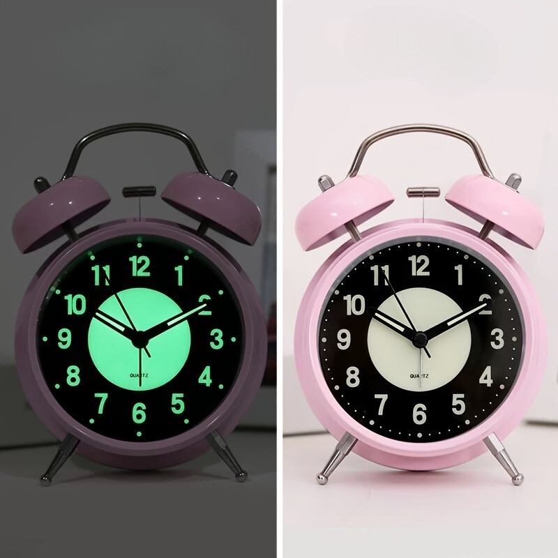 Nyctel - Silent Metal Alarm Clock with Luminous Hands