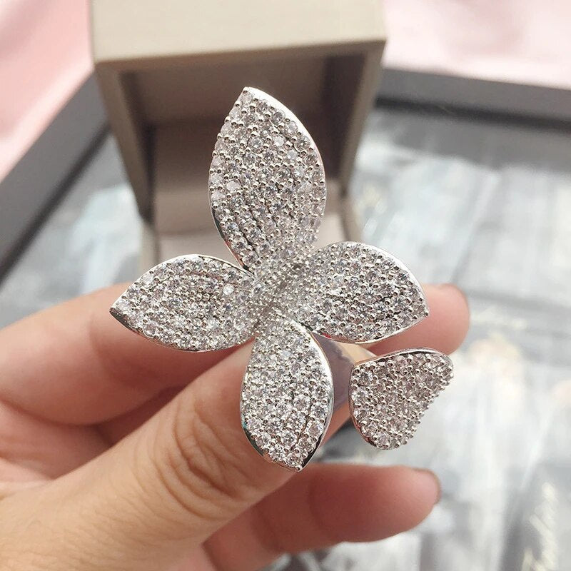 Bague Oversized Pétale de Fleur Argent 925 - Statement