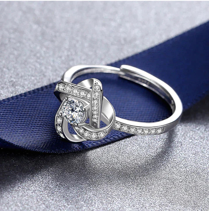 Bague Nœud d'Amour Argent Scintillant - Cadeau Parfait