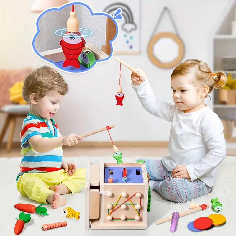 Montessori 8-in-1 Wooden Activity Box for Babies 8 Months+