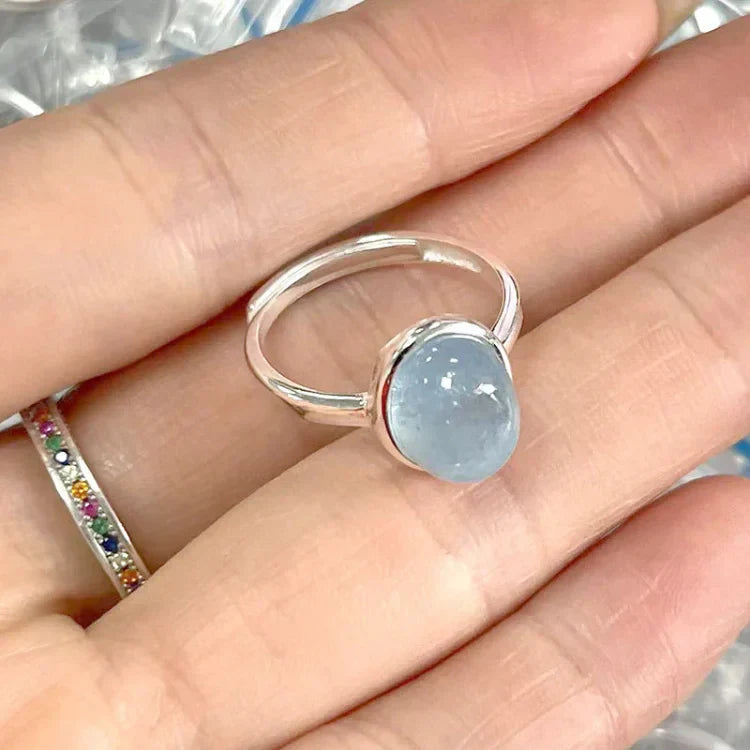 Nerida - Bague en argent aigue-marine, douceur et sérénité