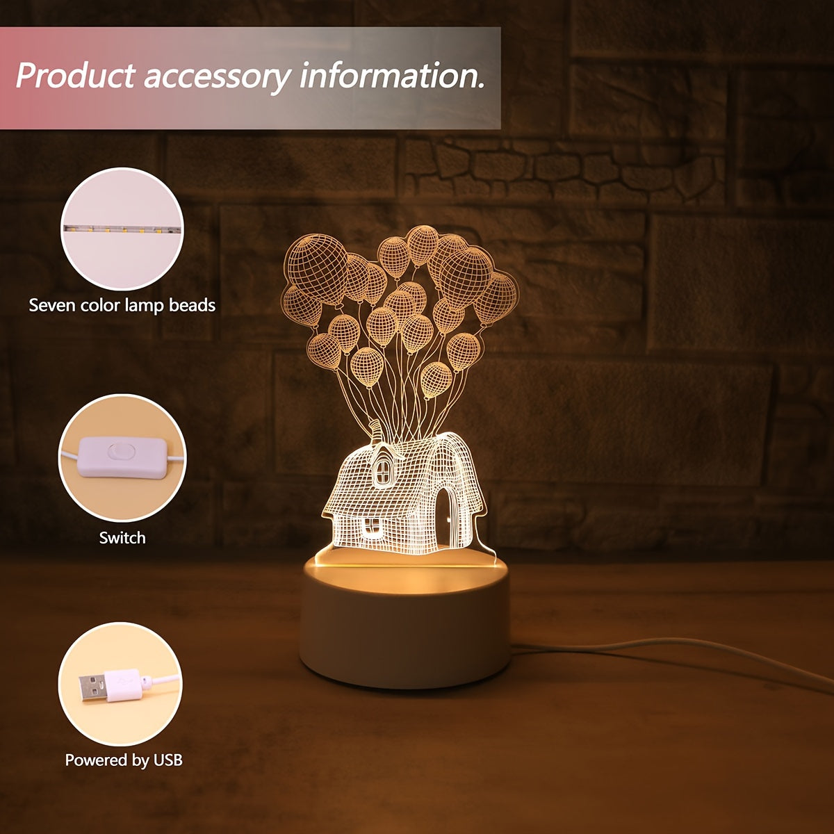LumiBalloon - 3D LED Balloon Lamp with USB Power