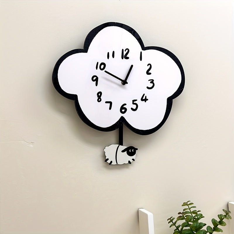 CloudSwing Clock - Sheep on a Swing Wall Clock
