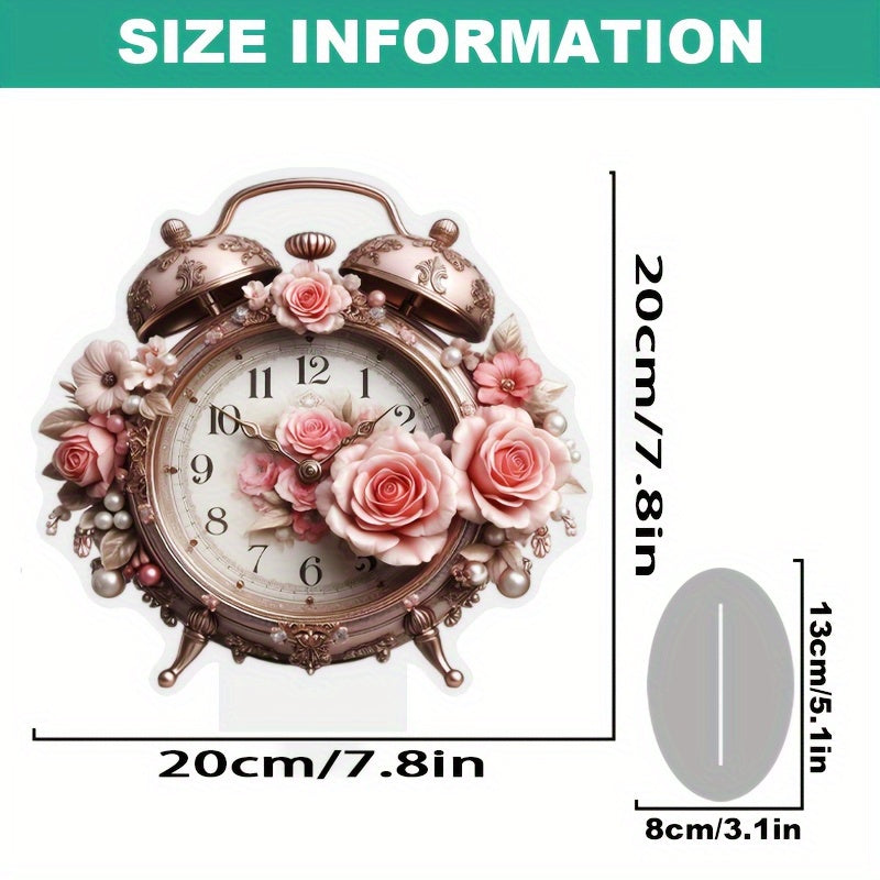 BohoBloom Clock - Vintage Floral Acrylic Table Clock