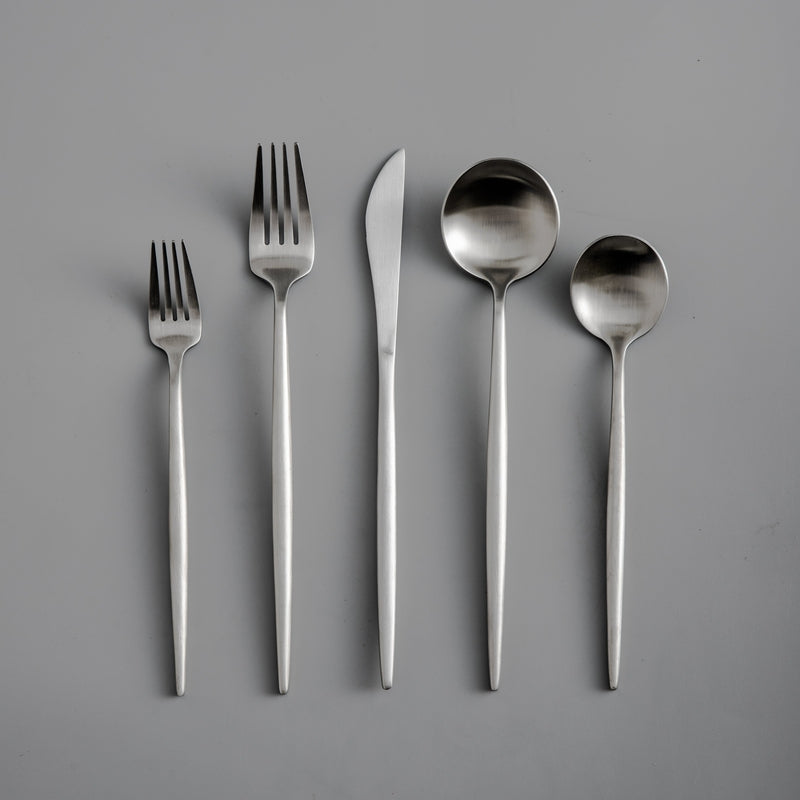 CarvonSteel - Minimalist Flatware Set in Stainless Steel with Titanium Finish