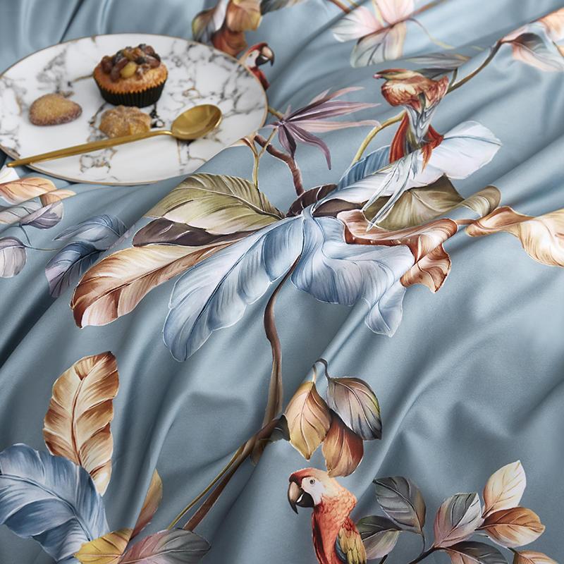 Blue-Gray Infinity - Parure de Housse de Couette de Luxe en Coton Égyptien
