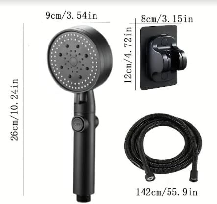AquaFlex - High-Pressure Black Shower Head