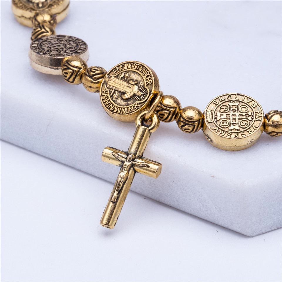 Solana - Bracelet croix chrétienne en or et argent de luxe