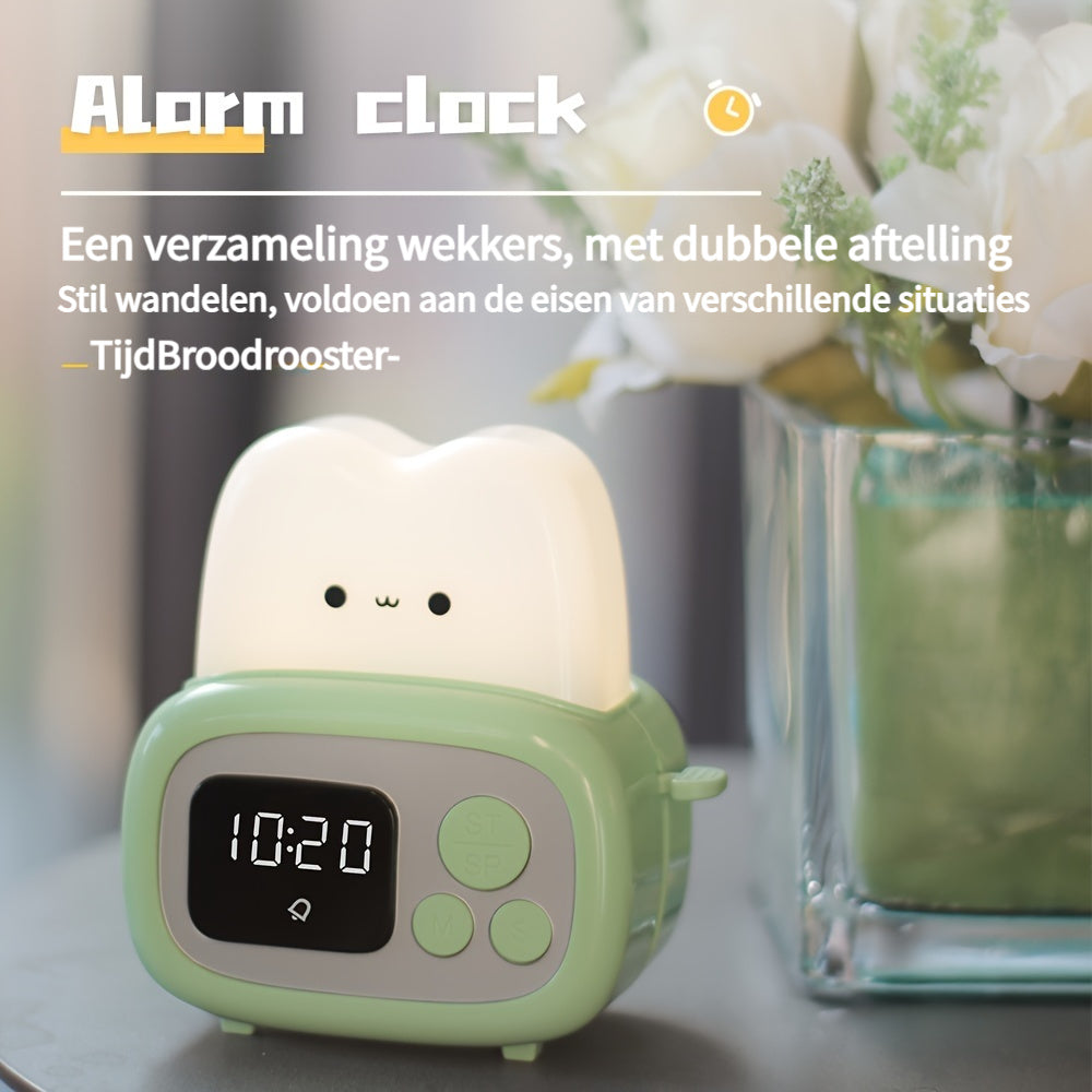 GlowBake Clock - Rechargeable LED Alarm Clock with Bread Design