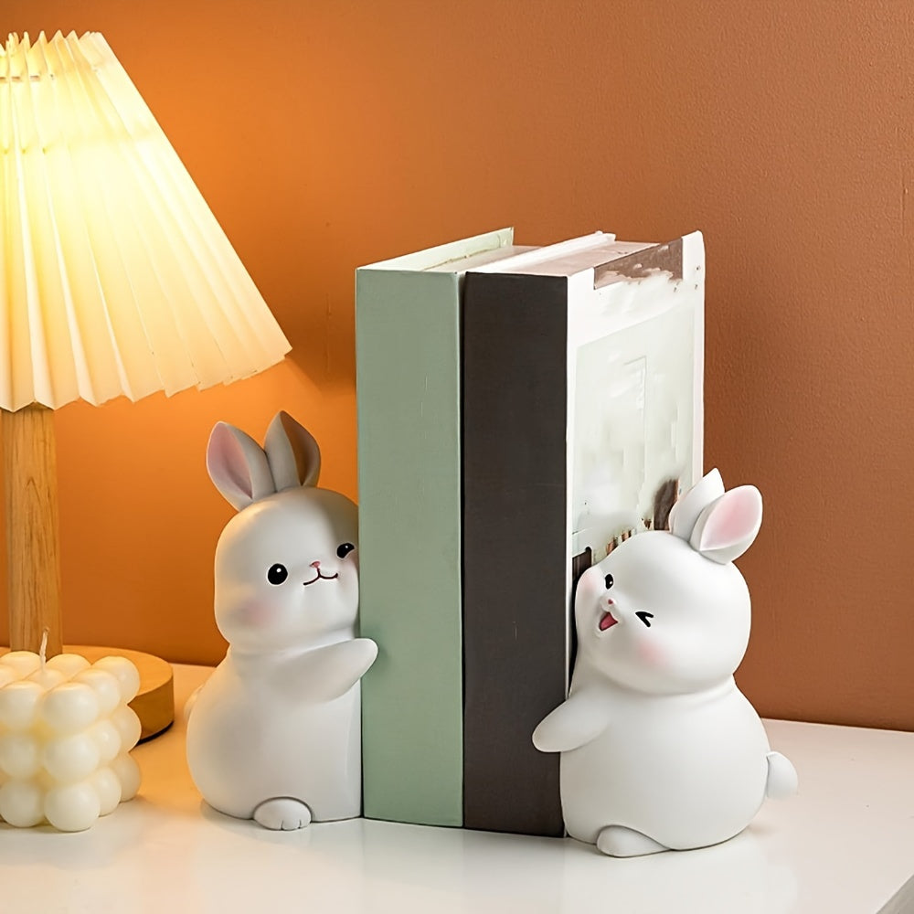 BunnyBookends - Playful Rabbit Bookends in White and Gray ABS