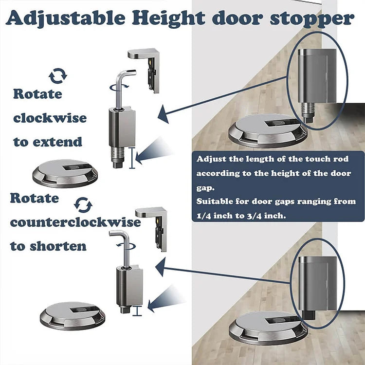 Mechanical Door Stopper - Adjustable Elegant Metal Door Stop
