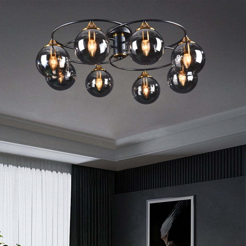 ValentinaLuxe - Elegant Round Smoked Glass Chandelier