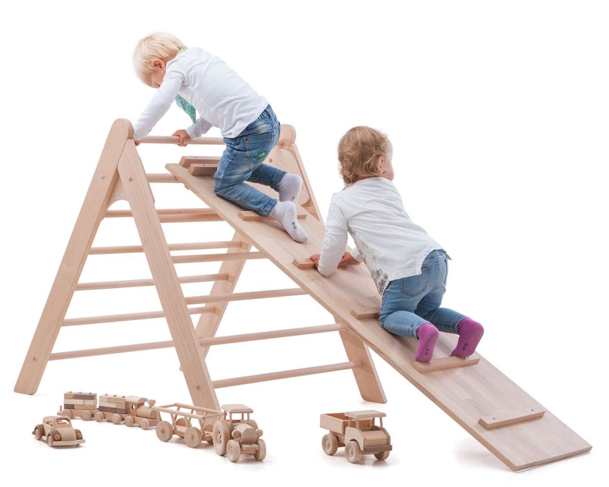 ClimbEase Board - 2-in-1 Wooden Climbing Ladder and Slide Board