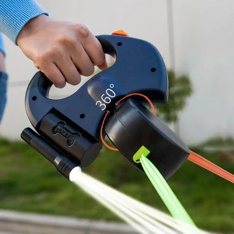 Lupath - Double Dog Leash with LED Light and Bag Dispenser