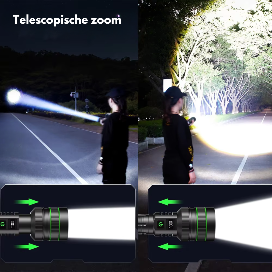 PowerBeam - Lampe torche LED puissante avec zoom