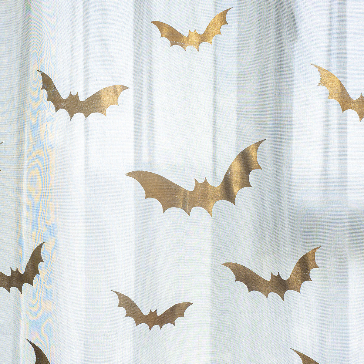 BatGlow Curtains - Black Sheer Voile with Bat Print