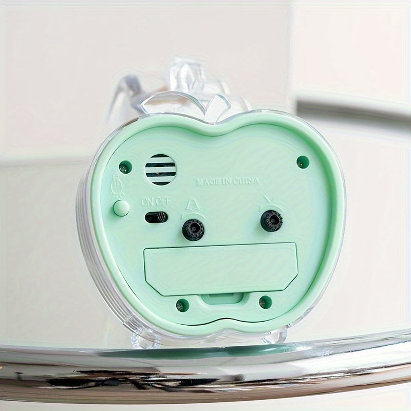 CrystalFruit Clock - Apple-Shaped Decorative Alarm Clock with Night Light