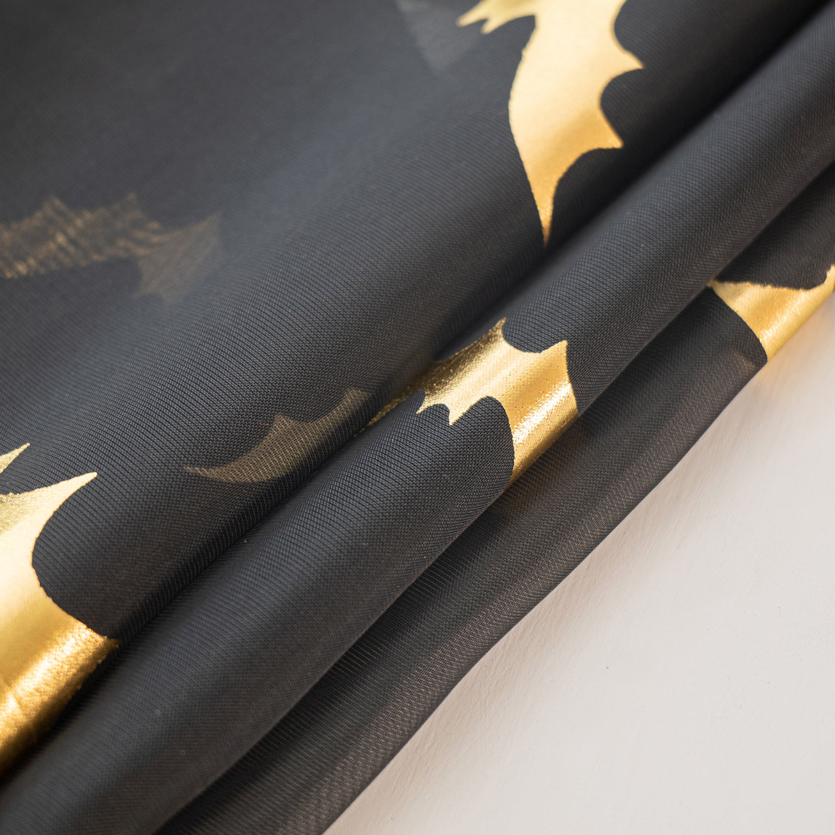 BatGlow Curtains - Black Sheer Voile with Bat Print