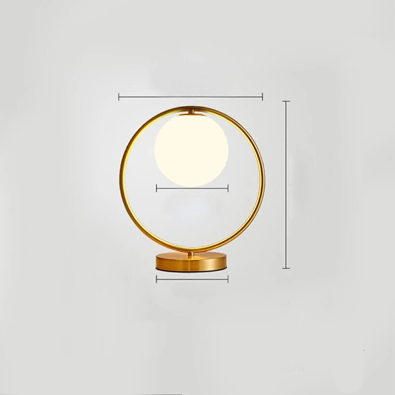 LuxeAura - Glass and Iron Ring Design Table Lamp