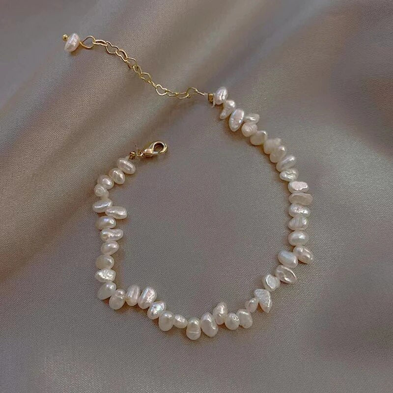 Bracelet Perles d'Eau Douce Élégant Réglable - 18K Doré