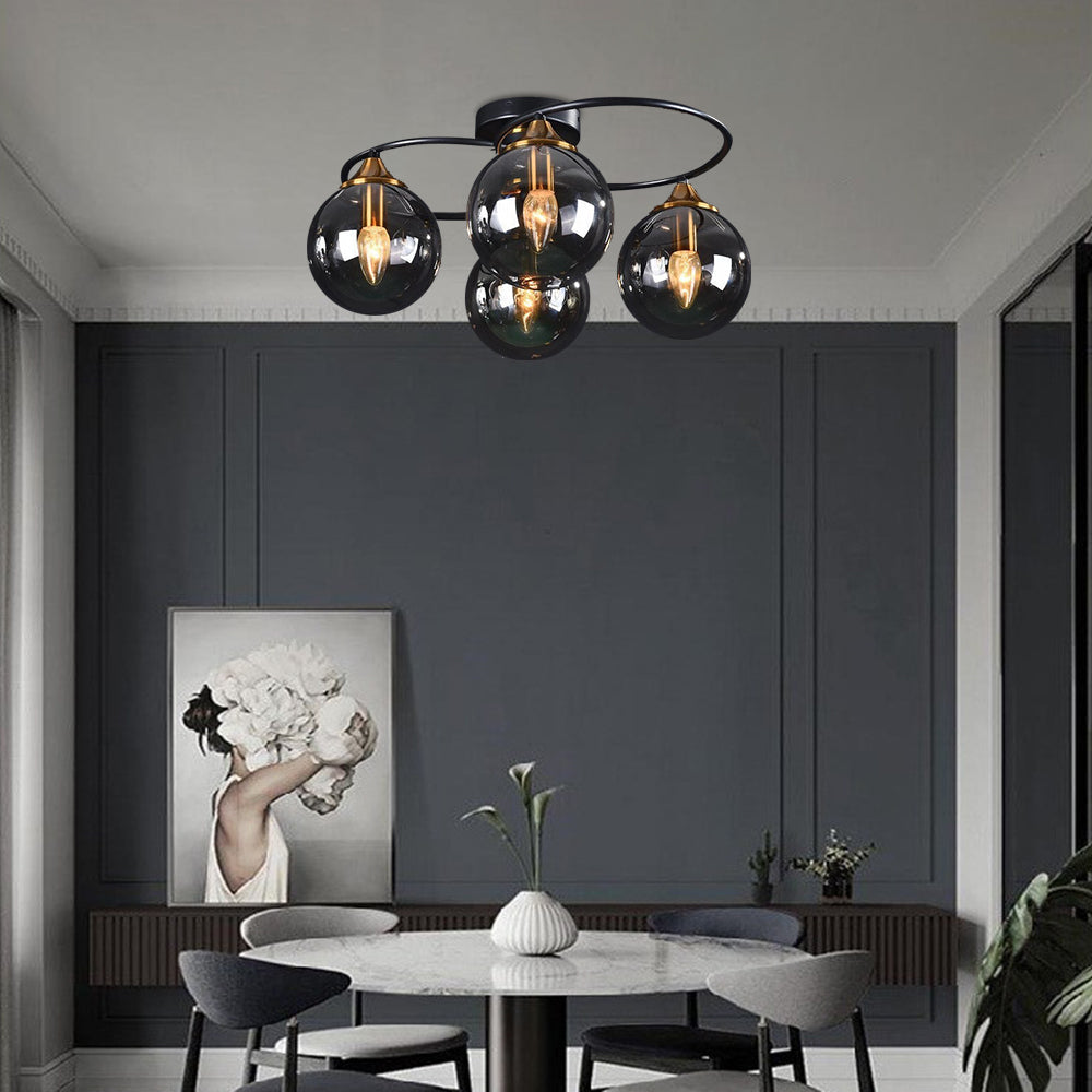 ValentinaLuxe - Elegant Round Smoked Glass Chandelier