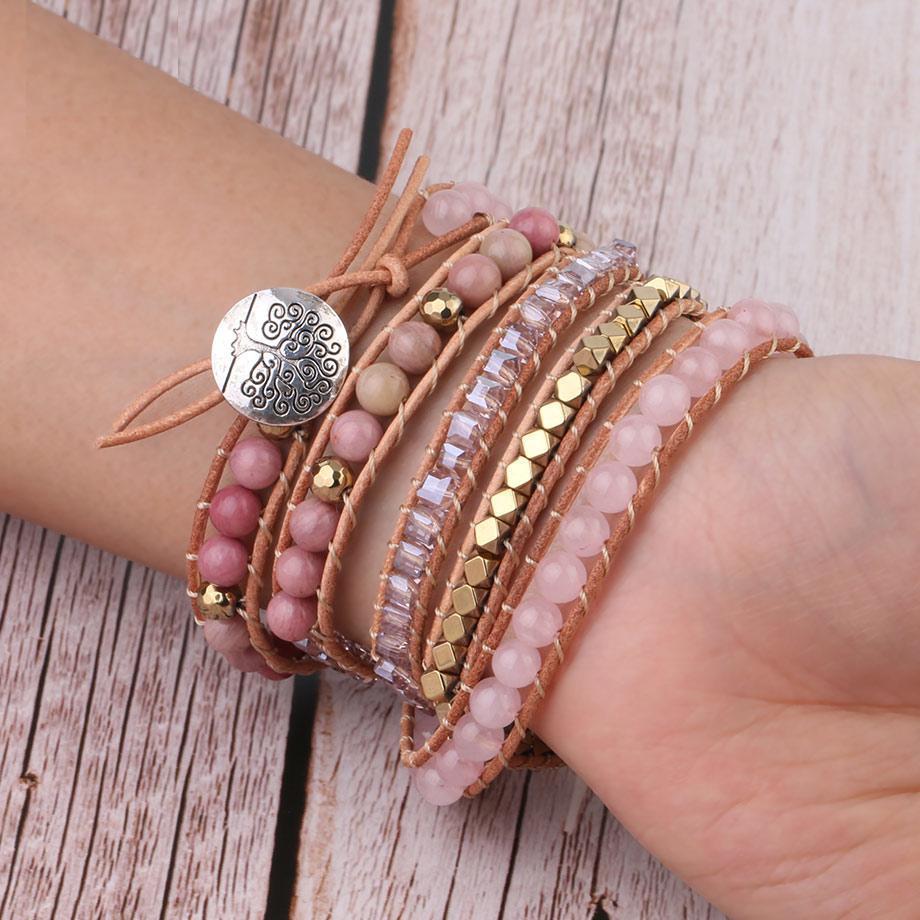 Amoria - Rose Quartz Bracelet with Gold Accents