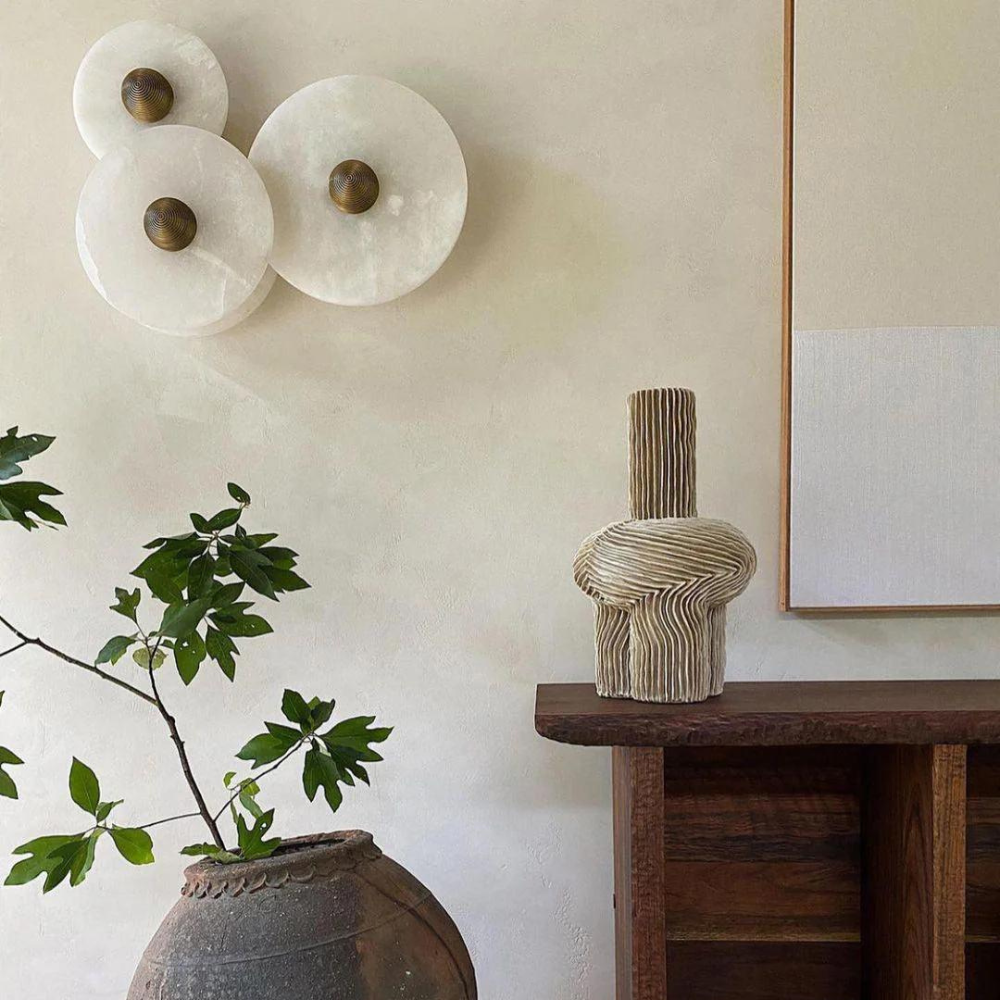 Aurora d'Or - Round Alabaster and Aluminum Wall Sconce