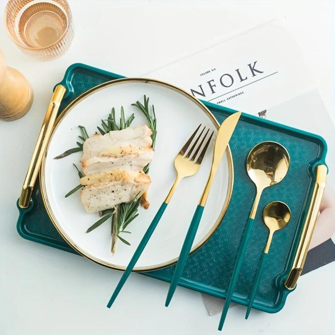 IvoraGold - Golden 24-Piece Stainless Steel Cutlery Set