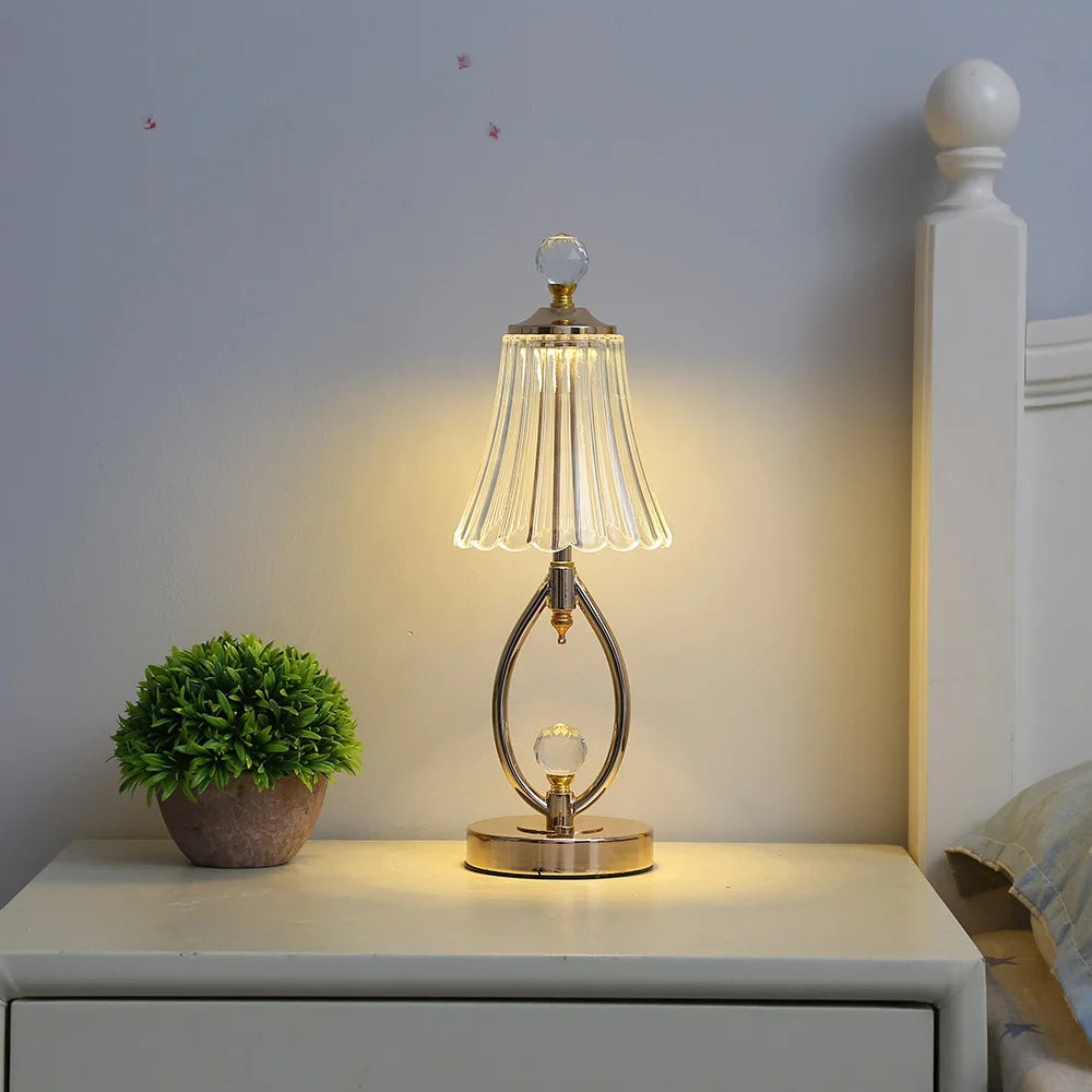 Yorelle - Vintage Crystal Wireless Touch Table Lamp
