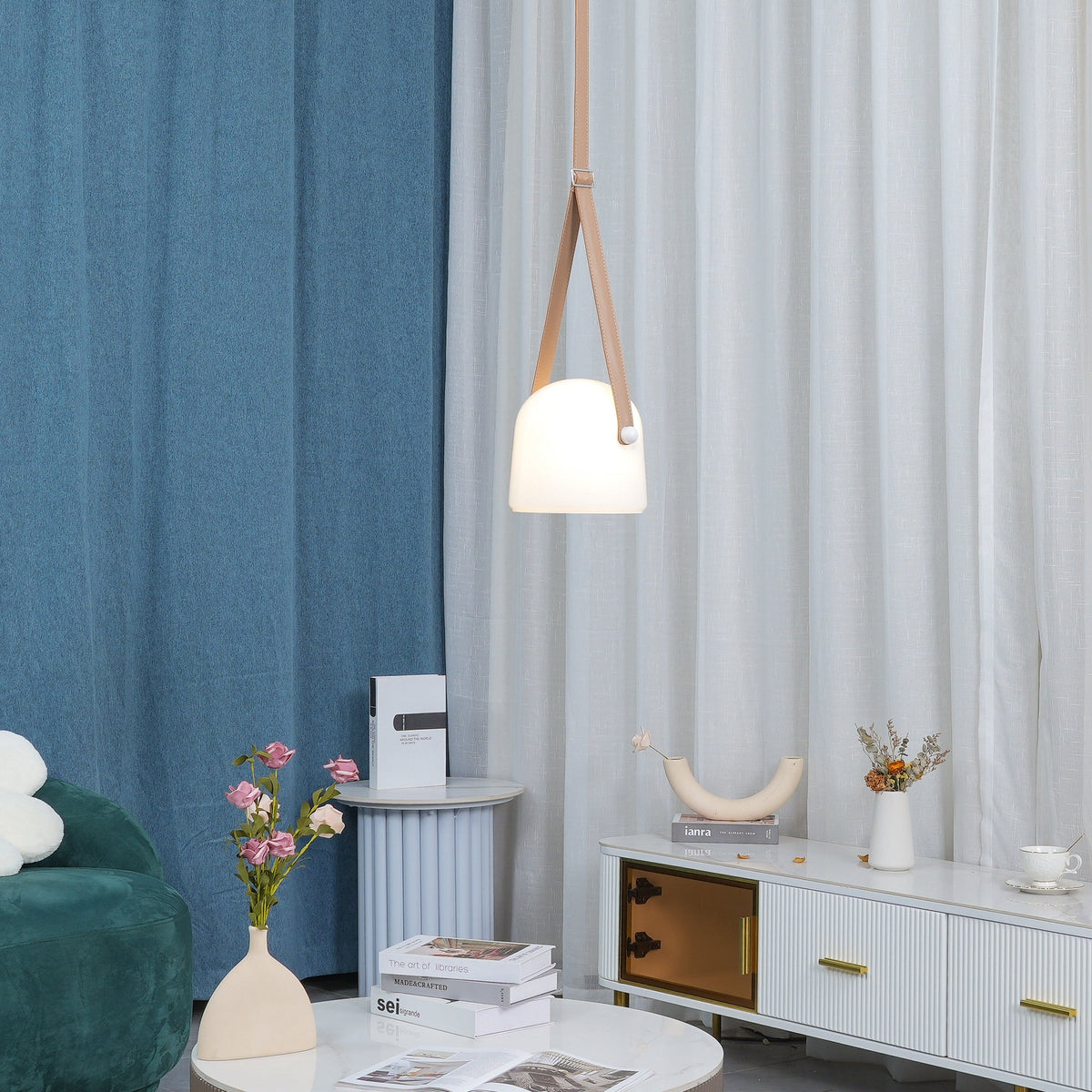 LunaMona - Modern Metal and Glass Pendant Light with Integrated LED