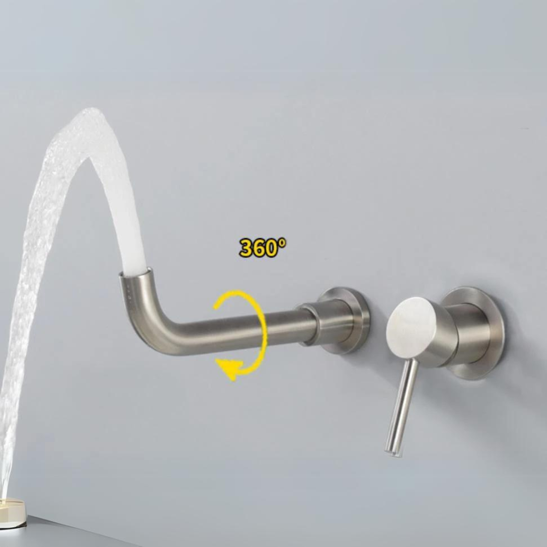 Wall-Mounted Basin Faucet - Modern Brushed Nickel Mixer for Bathrooms
