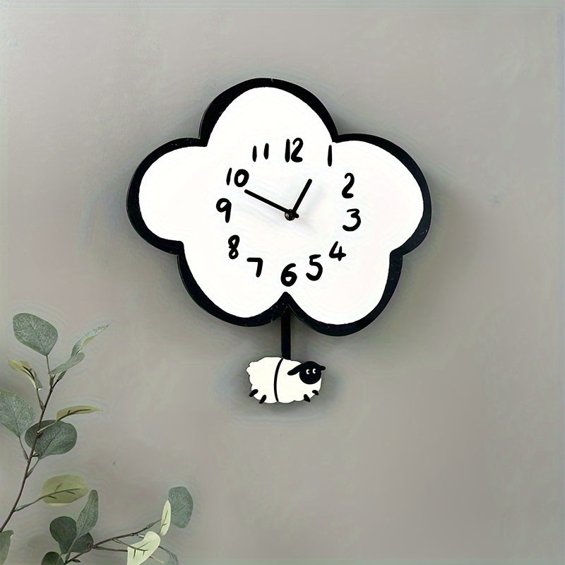 CloudSwing Clock - Sheep on a Swing Wall Clock