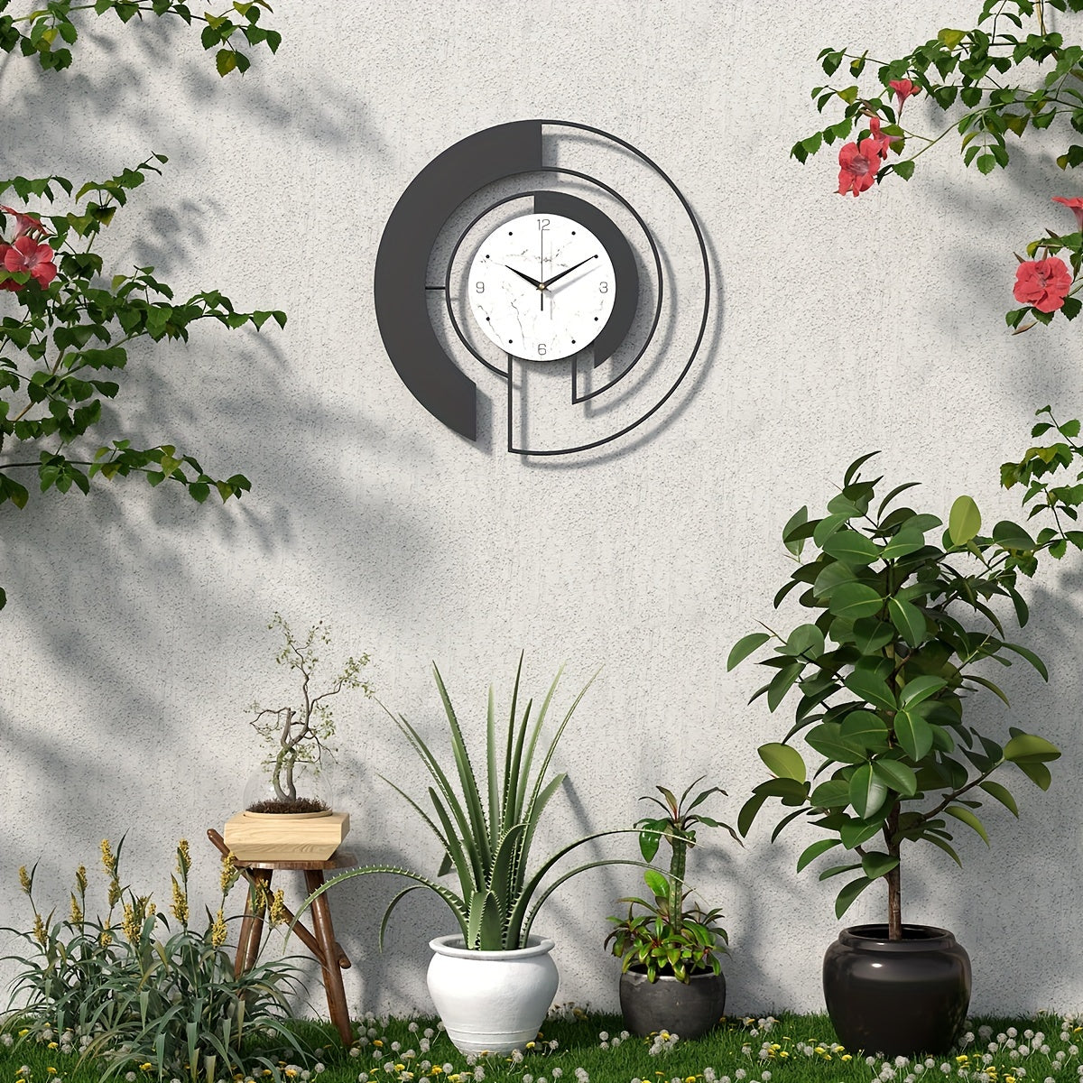 GeoClock - Black Geometric Wall Clock with Minimalist Design