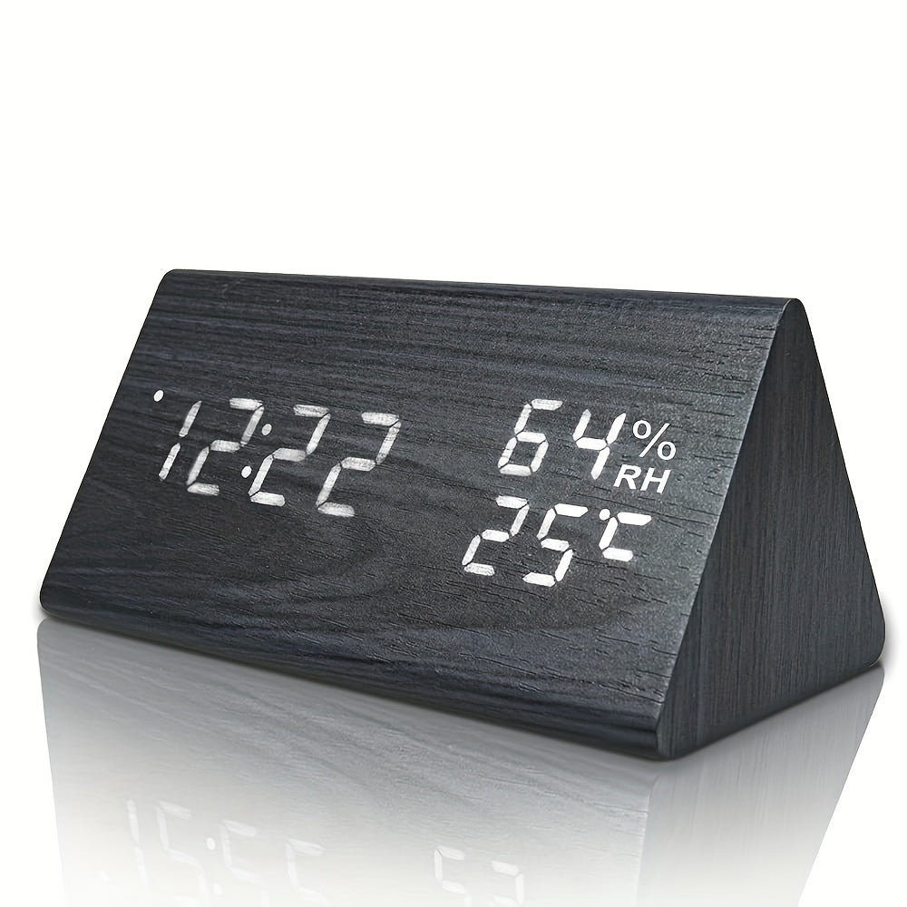 NatureClock - Wooden Alarm Clock with Temperature and Humidity Display