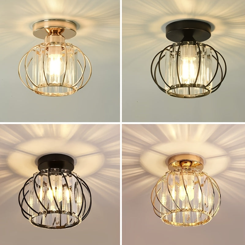 CrystalGlow - Lampe de Couloir en Cristal Noir et Or