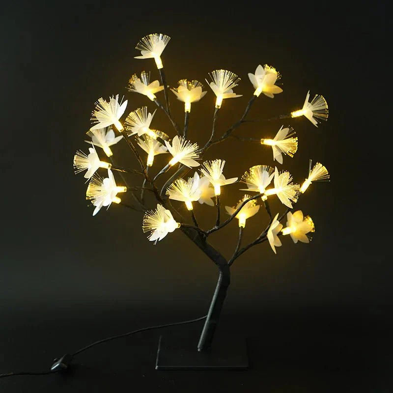 BonsaiGlow Lampe de Table - Arbre à Roses Envoûtant en Fibre Optique