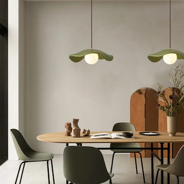Lotus Leaf Pendant Light - Wabi Sabi Lamp for a Serene Dining Room