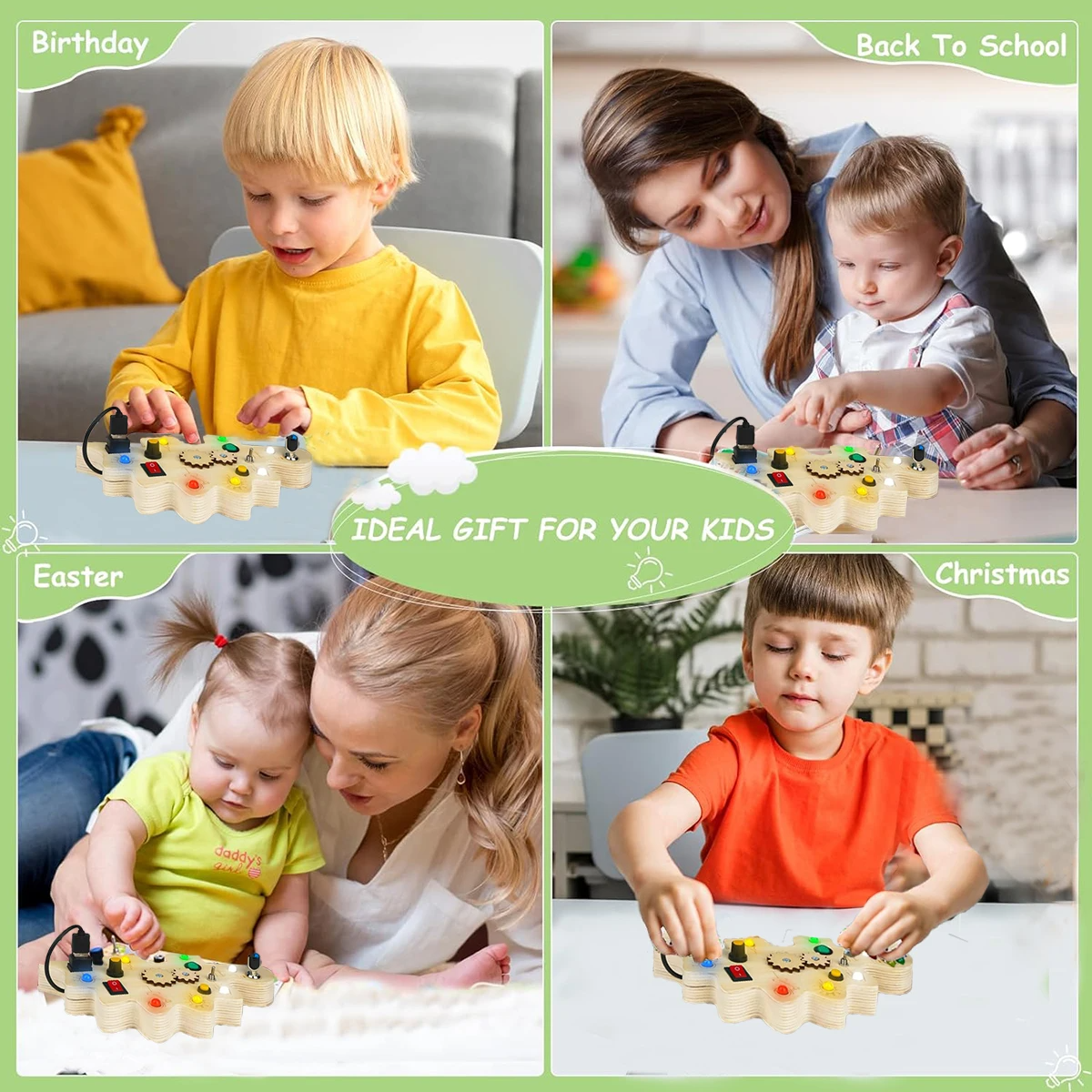 Odessaur - Montessori Dinosaur Sensory Board with LED Lights