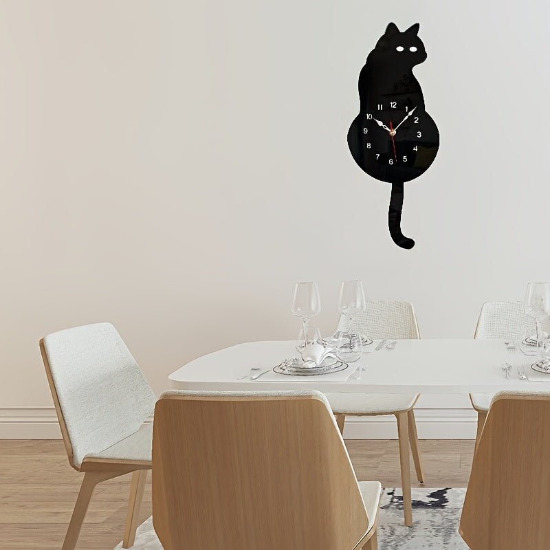 SwingTail Clock - Silent Cat Wall Clock with Swinging Tail