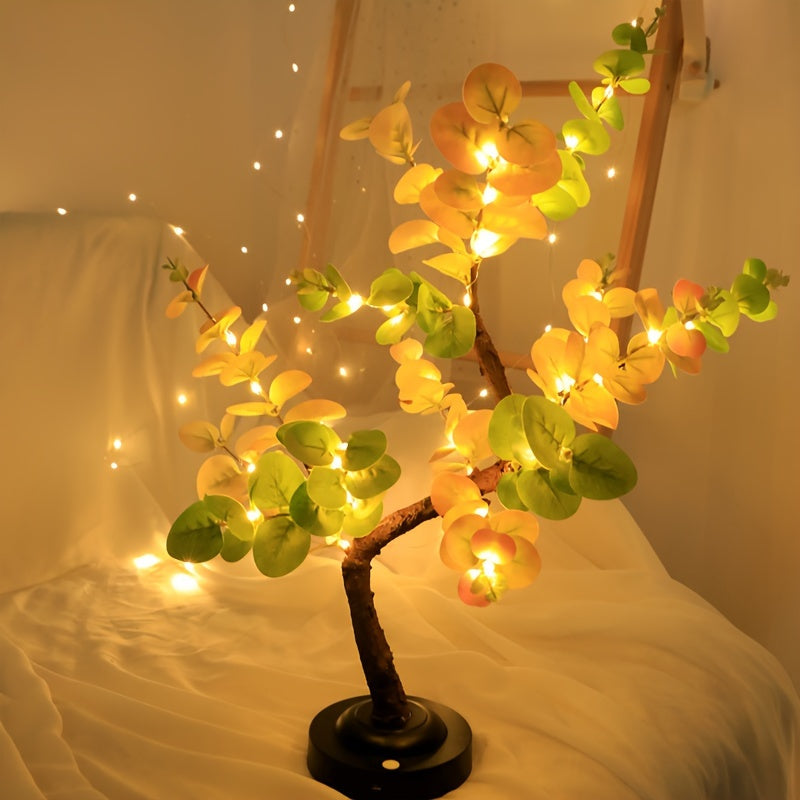 EucalyptusGlow Tree - Decorative LED Bonsai Lamp with Flexible Branches