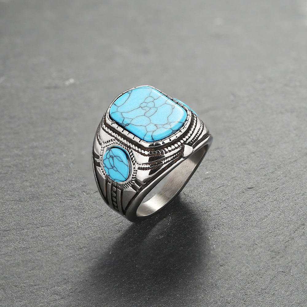 Thorin - Bague turquoise robuste pour homme