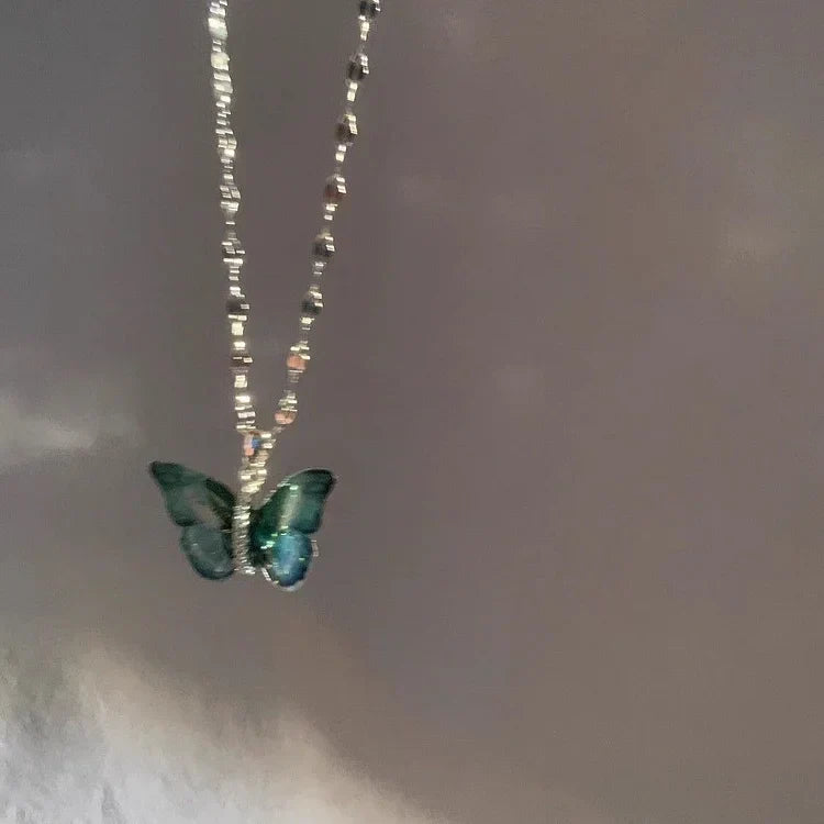 Elina - Collier papillon bleu en argent sterling