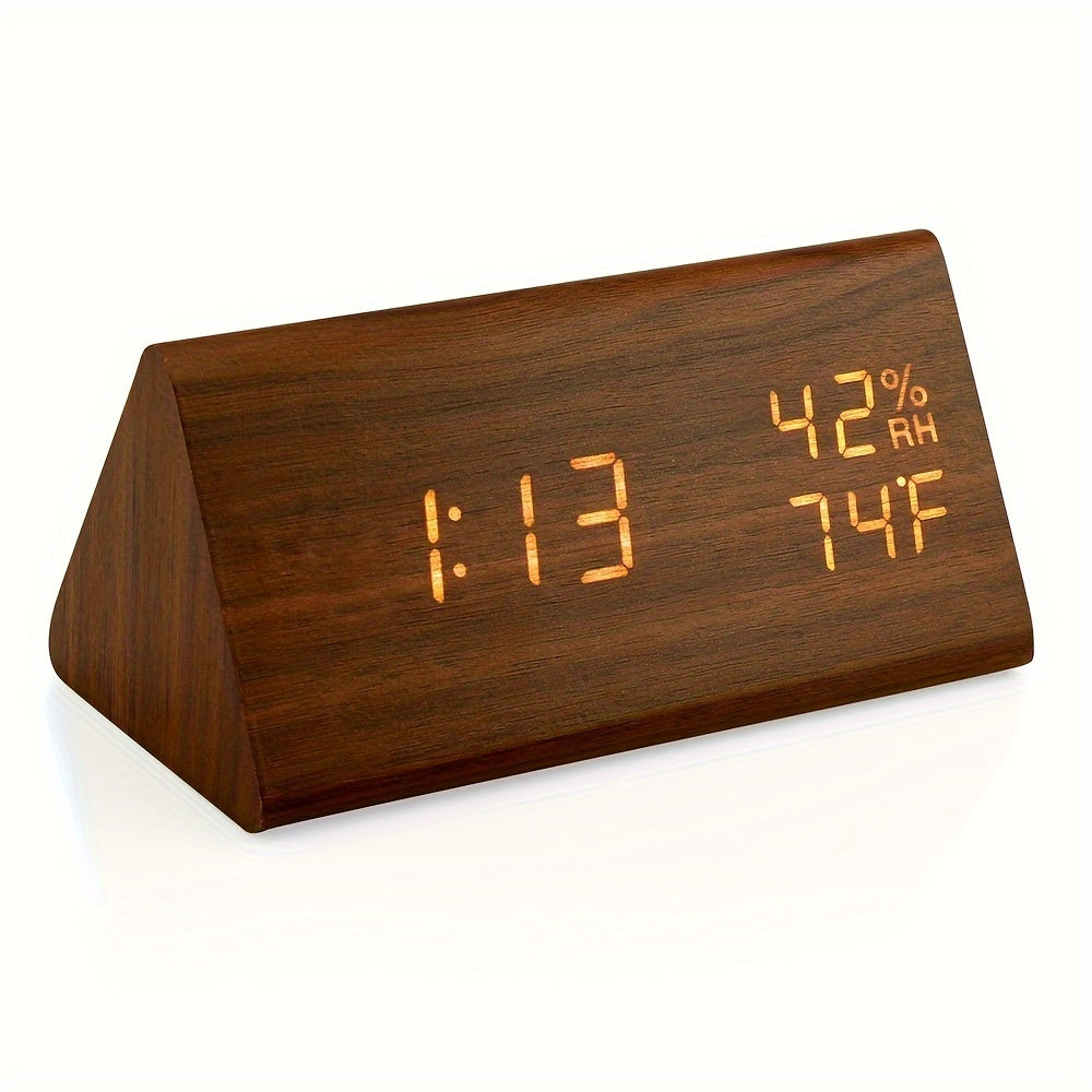 NatureClock - Wooden Alarm Clock with Temperature and Humidity Display