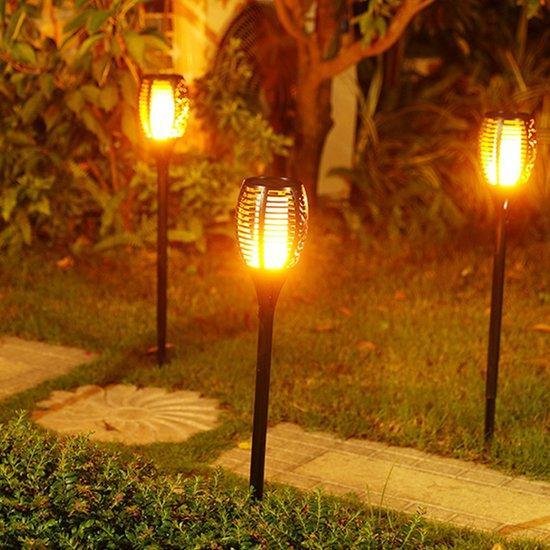 Deluxe Solar Garden Torches - 96 LED Realistic Flame Effect (Set of 4)