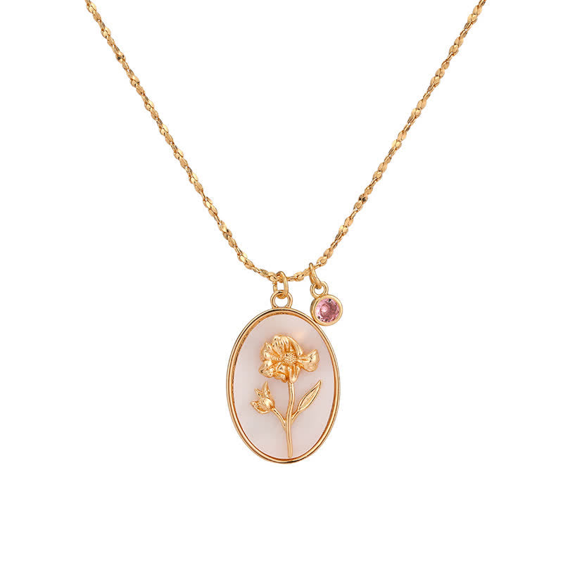 Aurora - Collier pierre de naissance et fleur de naissance