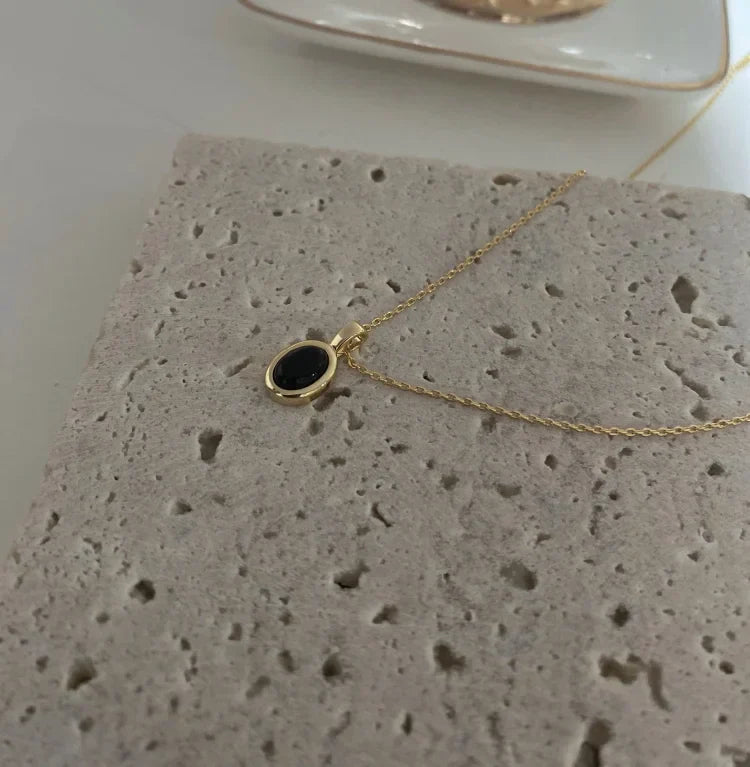 Aria - Collier superposable en onyx noir et perle